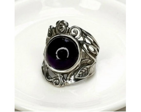 Кольцо, арт. 1293, серебро 925 пробы, аметист, чернение