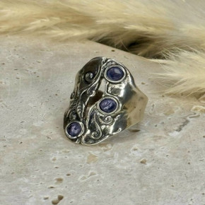 Кольцо, арт. 1249, серебро 925 пробы, аметист, чернение
