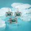 Комплект из серег арт.5645 и кольца арт.6174, серебро 925 пробы, бирюза, чернение