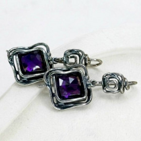Серьги, арт. 1006ам, серебро 925 пробы, аметист, чернение