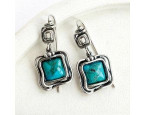 Серьги, арт. 1006бир, серебро 925 пробы, бирюза, чернение