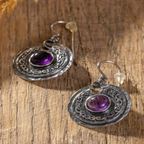 Серьги, арт. 1203, серебро 925 пробы, чернение, аметист