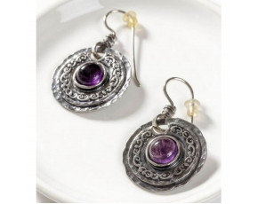Серьги, арт. 1203, серебро 925 пробы, чернение, аметист
