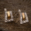 Серьги, арт. 1951, серебро 925 пробы, золото, циркон синт., чернение