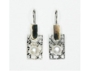 Серьги, арт. 2005А ,серебро 925 пробы, золото, жемчуг