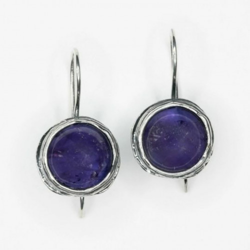 Серьги, арт. 22, серебро 925 пробы, аметист,  чернение
