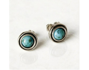 Серьги-пусеты, арт. 2460бир, серебро 925, бирюза, чернение