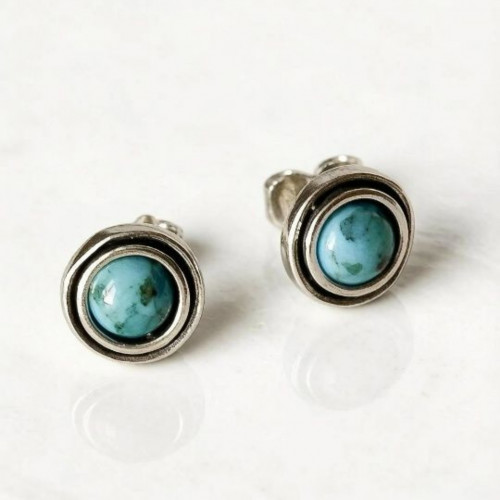 Серьги-пусеты, арт. 2460бир, серебро 925, бирюза, чернение