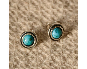 Серьги-пусеты, арт. 2460бир, серебро 925, бирюза, чернение