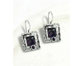 Серьги, арт. 246ам, серебро 925 пробы, аметист, чернение