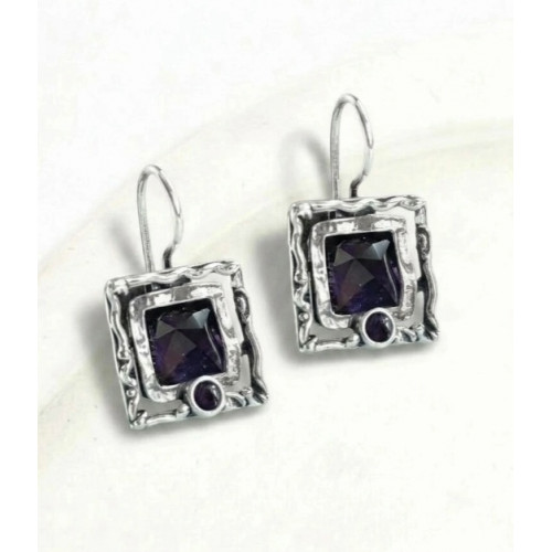 Серьги, арт. 246ам, серебро 925 пробы, аметист, чернение