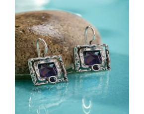 Серьги, арт. 246ам, серебро 925 пробы, аметист, чернение