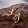 Серьги, арт. 282гр, серебро 925 пробы, гранат, золото, чернение