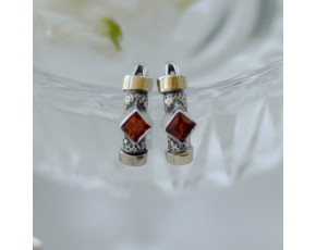 Серьги, арт. 282кр-з, серебро 925 пробы, золото, иск.циркон, чернение