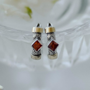 Серьги, арт. 282кр-з, серебро 925 пробы, золото, иск.циркон, чернение