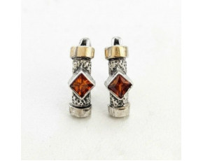 Серьги, арт. 282кр-з, серебро 925 пробы, золото, иск.циркон, чернение