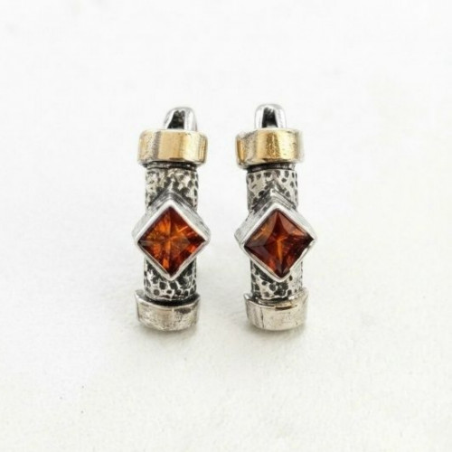 Серьги, арт. 282кр-з, серебро 925 пробы, золото, иск.циркон, чернение