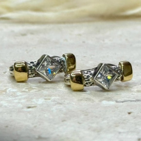 Серьги, арт. 282л, серебро 925 пробы, латунная пластина, иск.циркон, чернение