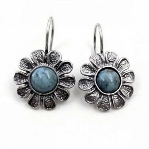 Серьги, арт. 3233бир, серебро 925 пробы, бирюза, чернение