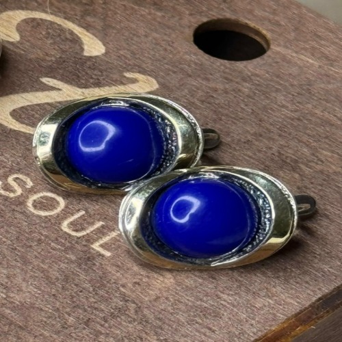 Серьги, арт.Е33/4, серебро 925 пробы, лазурит, золото, чернение