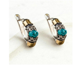Серьги, арт. Е4001бир, серебро 925 пробы, бирюза, чернение