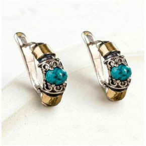 Серьги, арт. Е4001бир, серебро 925 пробы, бирюза, чернение