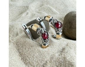 Серьги, арт. 4001гр, серебро 925 пробы, золото, гранат, чернение