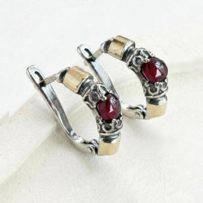 Серьги, арт. 4001гр, серебро 925 пробы, золото, гранат, чернение