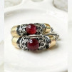 Серьги, арт. 4001гр, серебро 925 пробы, золото, гранат, чернение
