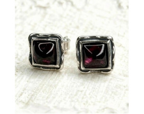 Серьги-пусеты, арт. 4369гр, серебро 925 пробы, гранат, чернение