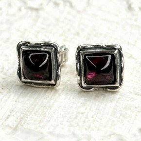 Серьги-пусеты, арт. 4369гр, серебро 925 пробы, гранат, чернение