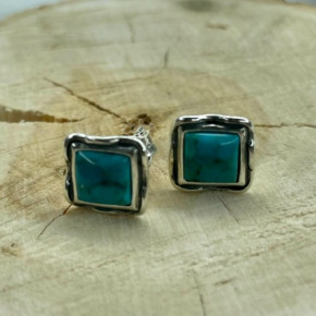 Серьги-пусеты, арт. 4369бир, серебро 925 пробы, бирюза, чернение