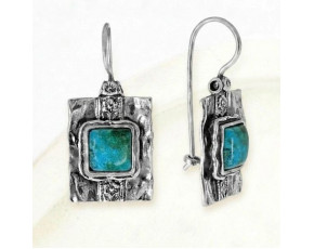 Серьги, арт. Е438бир, серебро 925 пробы, бирюза, чернение