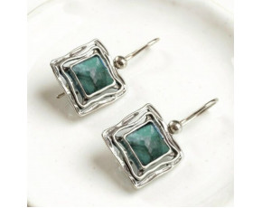 Серьги, арт. E5645TU, серебро 925 пробы, бирюза, чернение