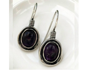 Серьги, арт. 611, серебро 925 пробы, аметист, чернение