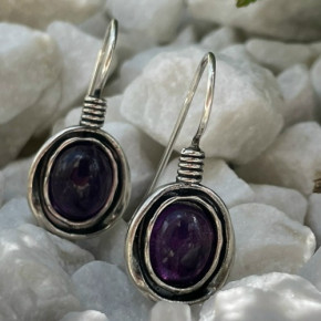 Серьги, арт. 611, серебро 925 пробы, аметист, чернение