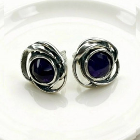 Серьги-пусеты, арт. 7150, серебро 925 пробы, аметист, чернение