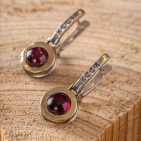 Серьги, арт. ф33гр, серебро 925 пробы, золото, гранат, цирконы