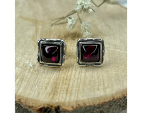 Серьги-пусеты, арт. 4369гр, серебро 925 пробы, гранат, чернение