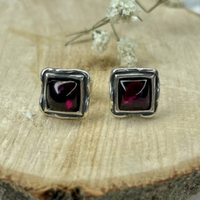 Серьги-пусеты, арт. 4369гр, серебро 925 пробы, гранат, чернение
