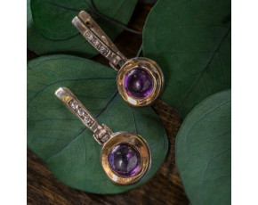 Серьги, арт. ф33ам, серебро 925 пробы, золото, аметист, цирконы