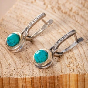 Серьги, арт. ф33бир, серебро 925 пробы, золото, бирюза